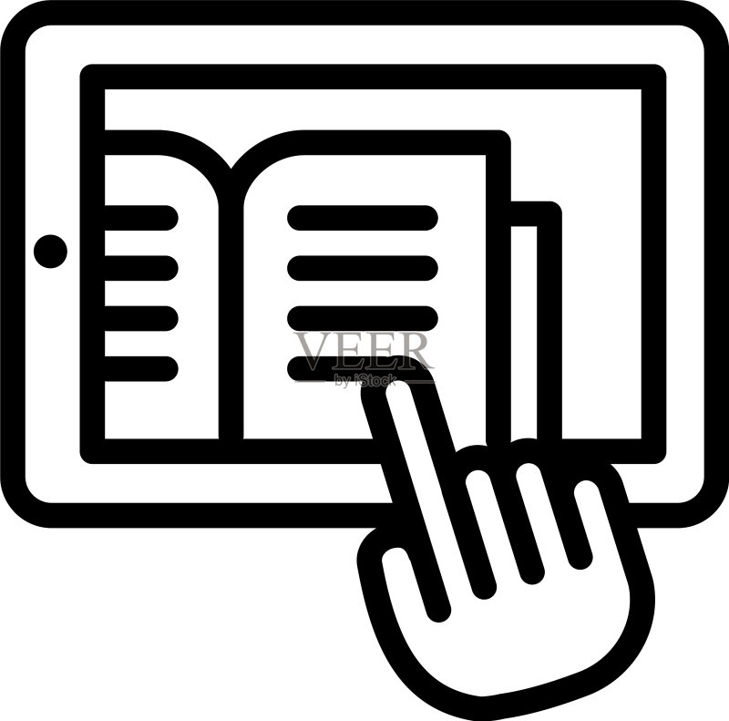 平板电脑阅读图标轮廓样式图标素材