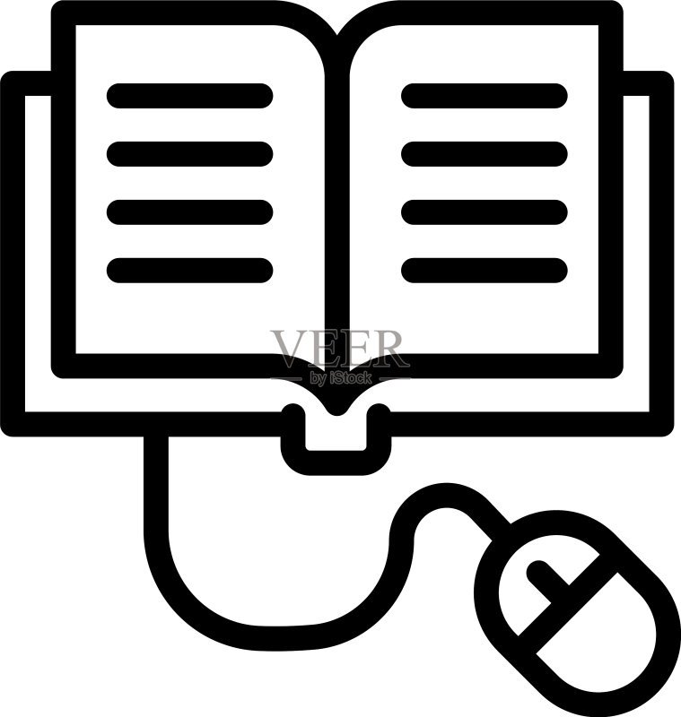 书籍和电脑鼠标图标轮廓样式图标素材