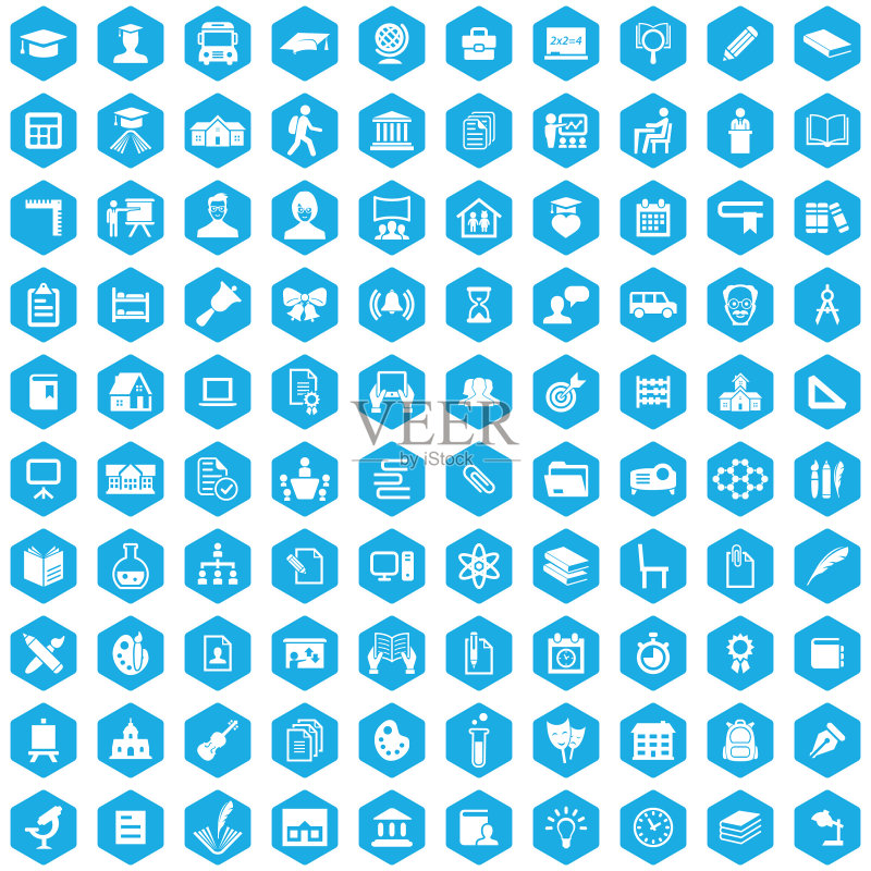 100个学校图标通用Web和UI套件图标素材