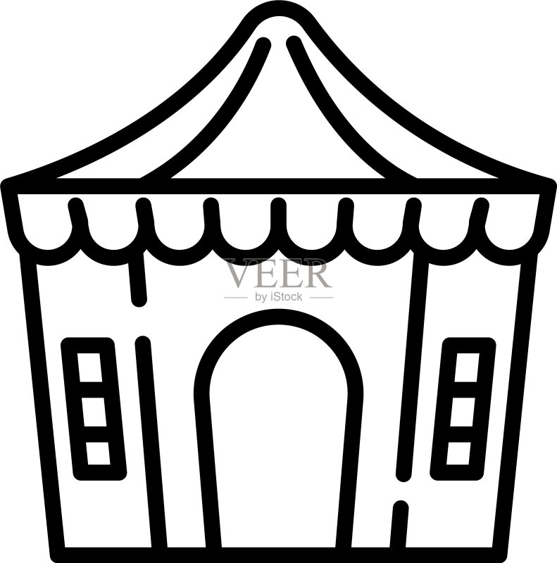 六角帐篷轮廓图标图标素材