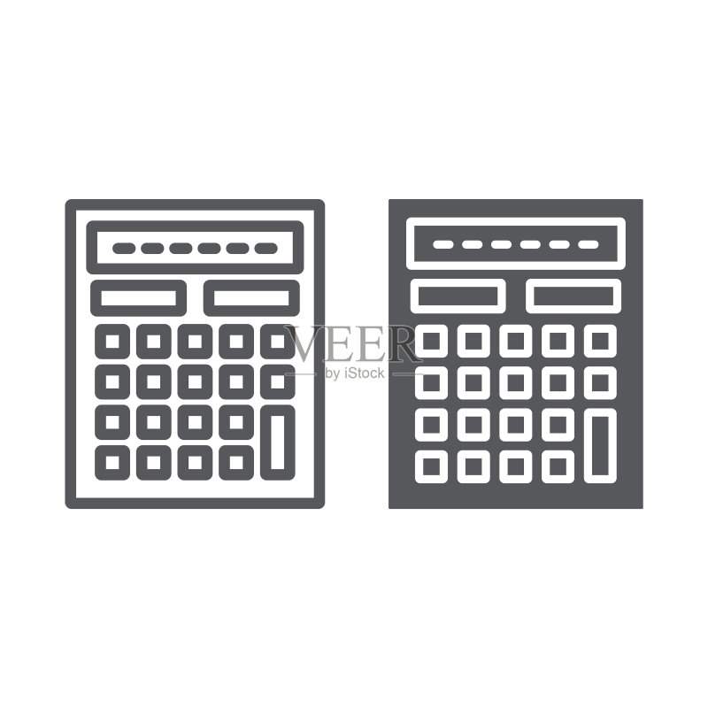 数学计算器线性图标图标素材