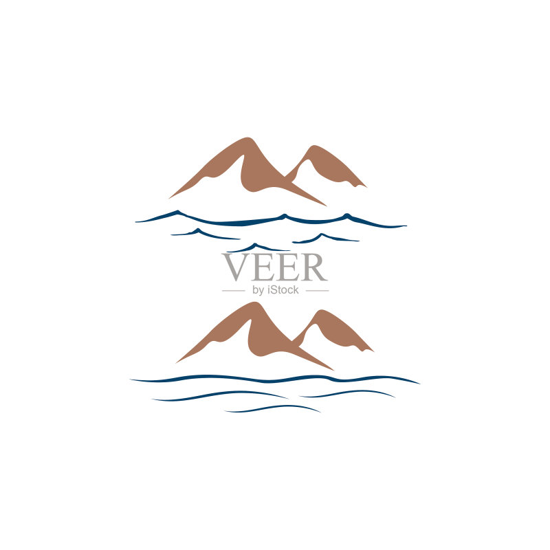 现代简约水墨山水logo设计图标素材
