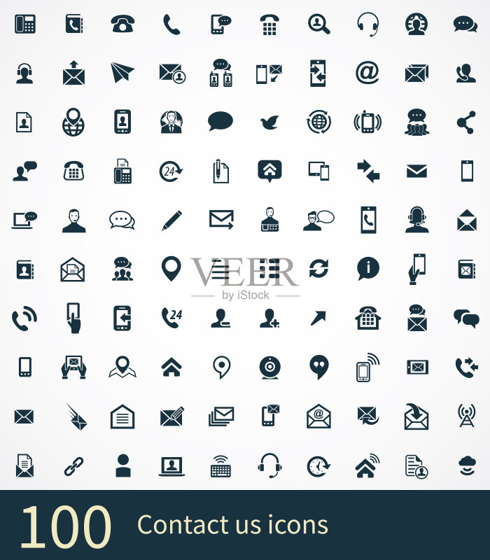 联系我们100个通用Web和UI图标集图标素材