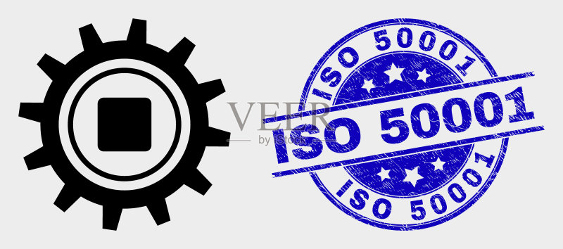 齿轮图标和ISO 50001防伪标志图标素材