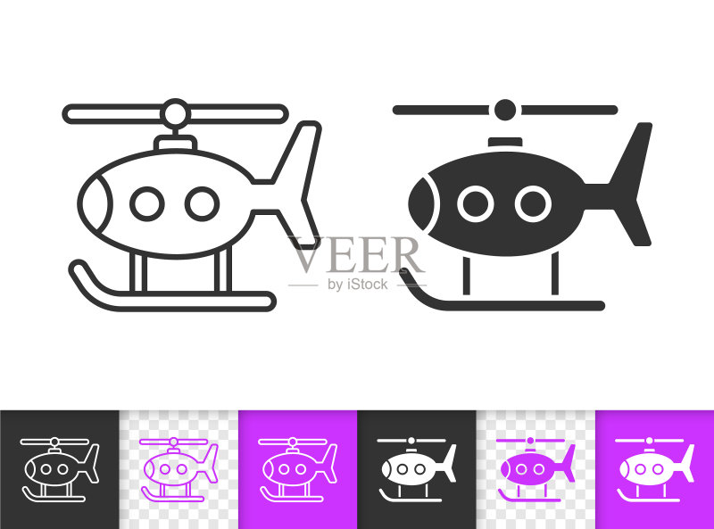 黑色线条直升机玩具图标图标素材