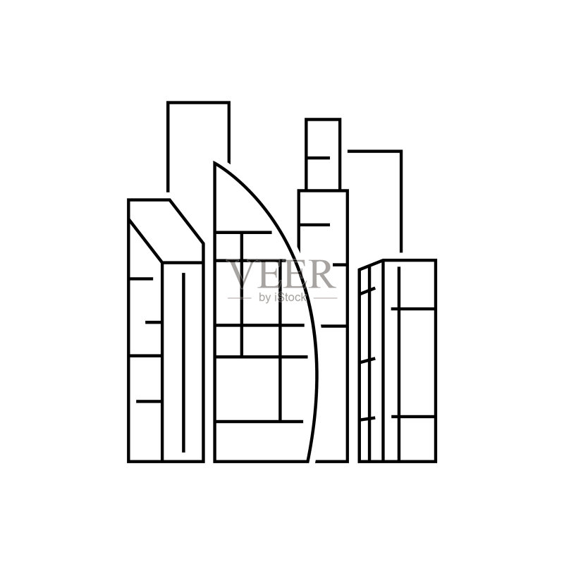 杜代市白色背景轮廓图图标素材