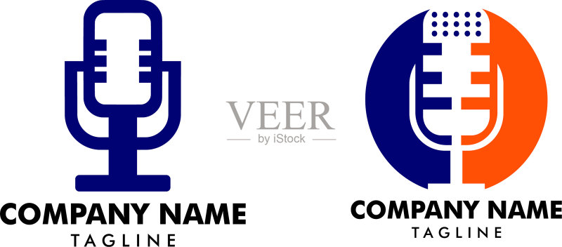 麦克风Logo图标播客Logo图标套装图标素材