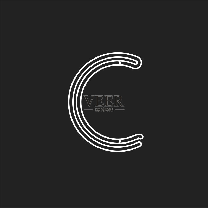 线条字母C迷宫风格拉丁字母图标素材