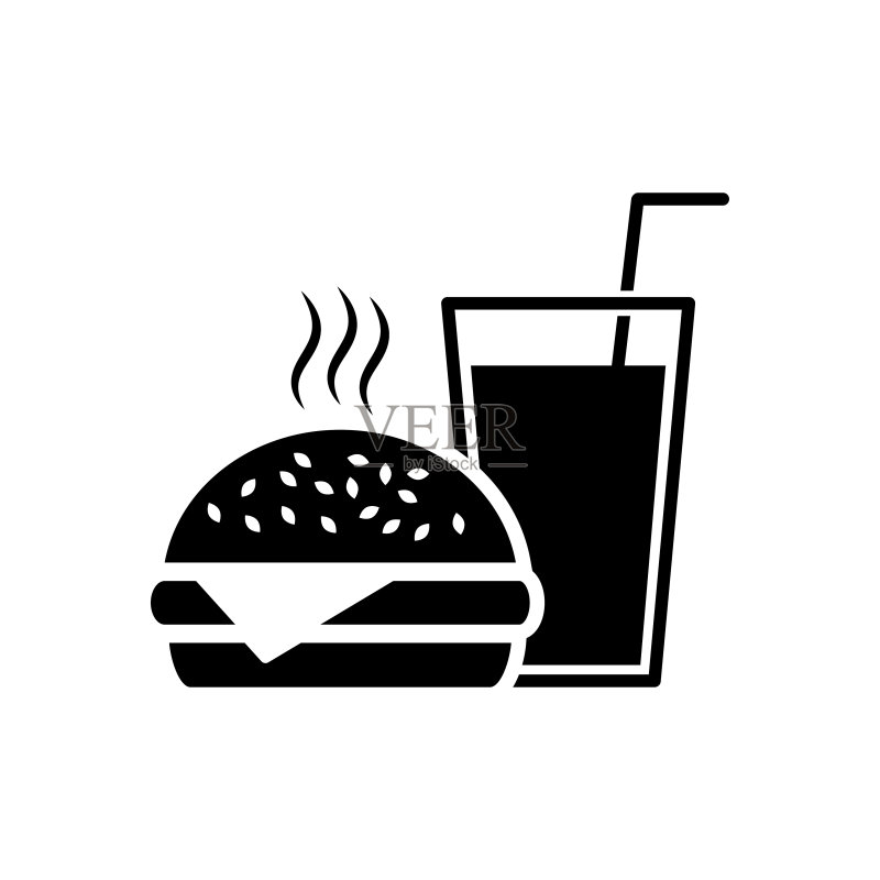 汉堡和饮料图标矢量插图模板设计图标素材
