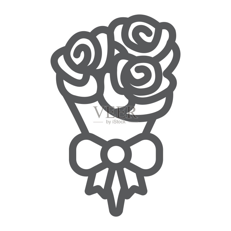 情人节花束线条图标图标素材