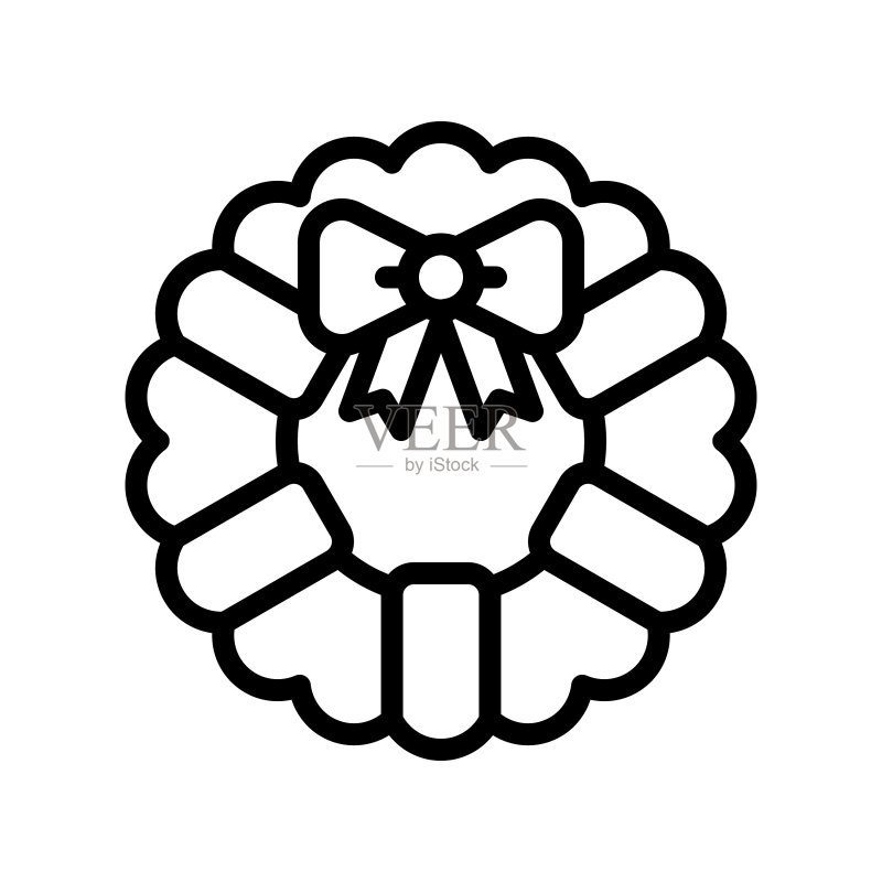 圣诞花环线条设计图标图标素材
