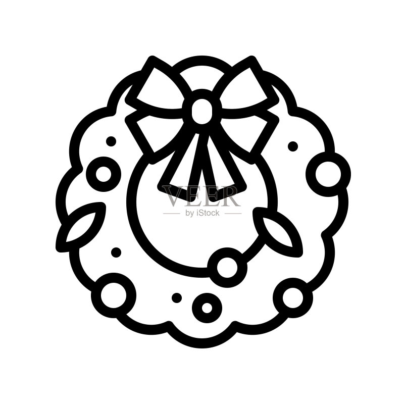 圣诞花环线条设计图标图标素材