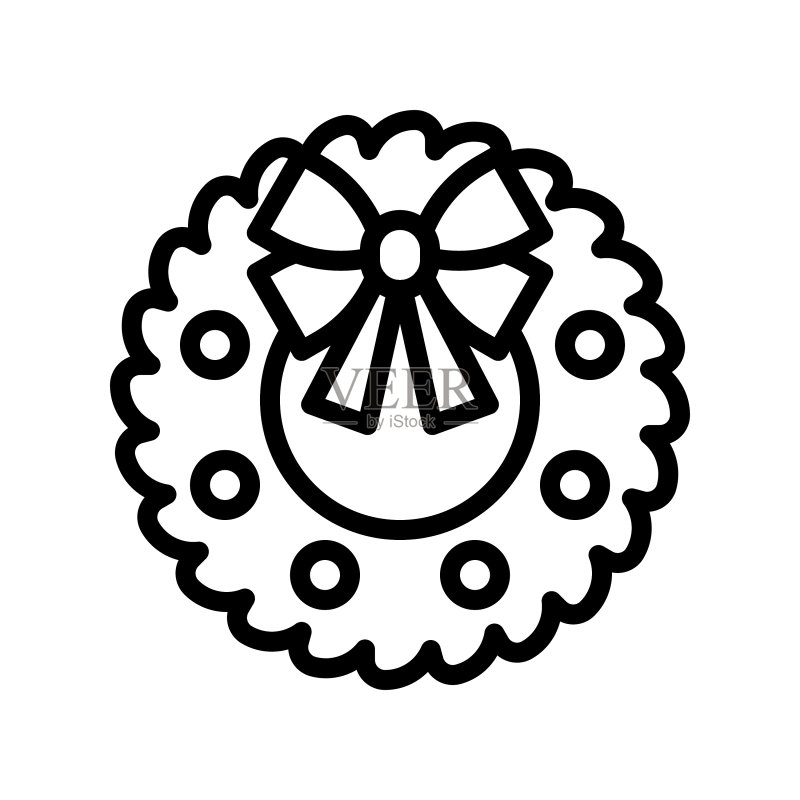 圣诞花环线条设计图标图标素材