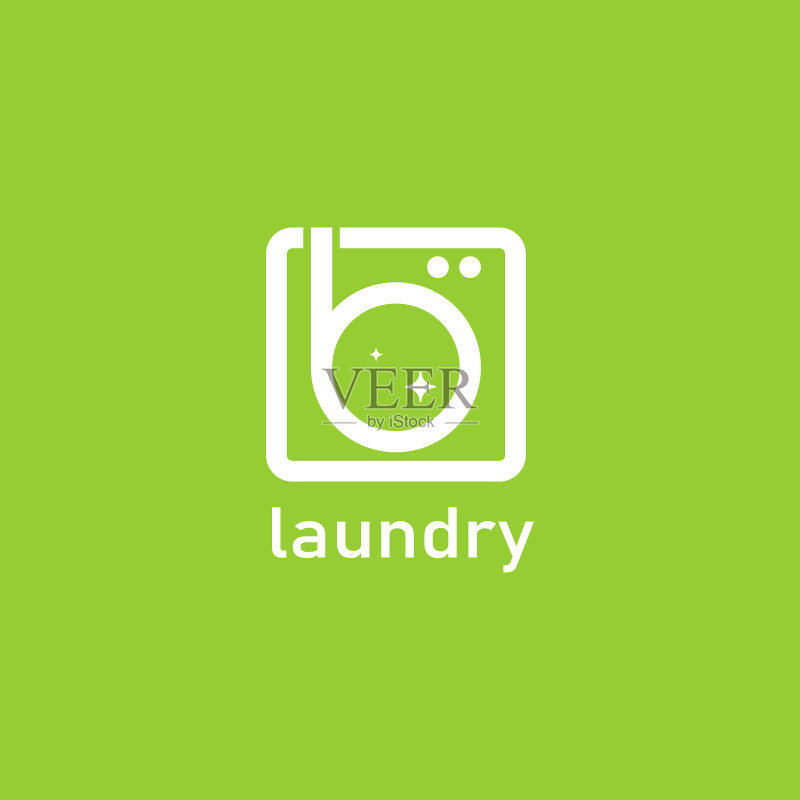 带洗衣机正面的简约洗衣logo图标素材