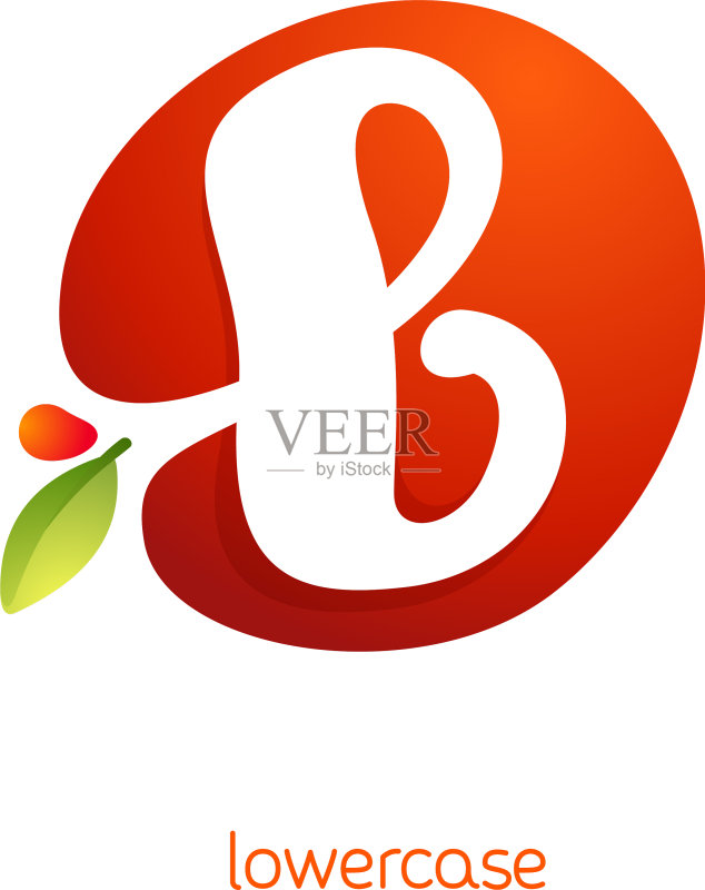 新鲜果汁飞溅中的小写字母b标志图标素材