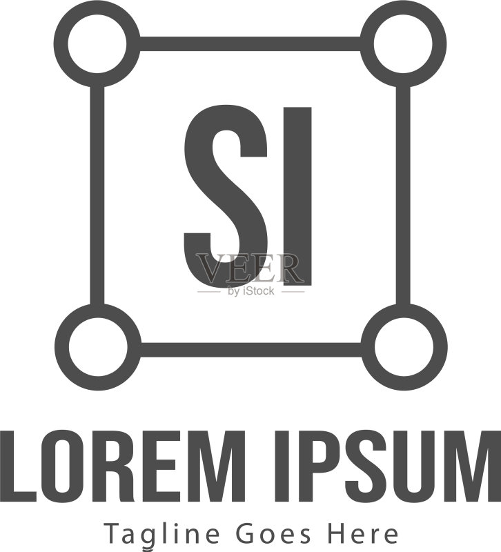 SI字母现代框架标志模板图标素材