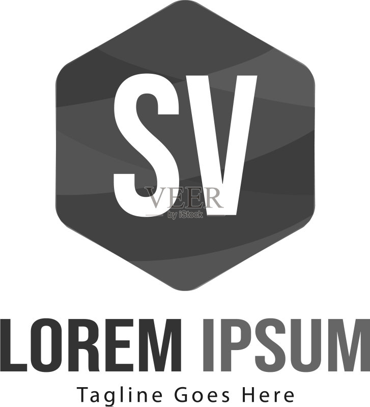 带有现代框架的SV标志模板图标素材