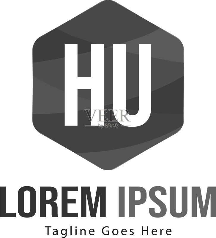 HU字母现代框架logo模板图标素材