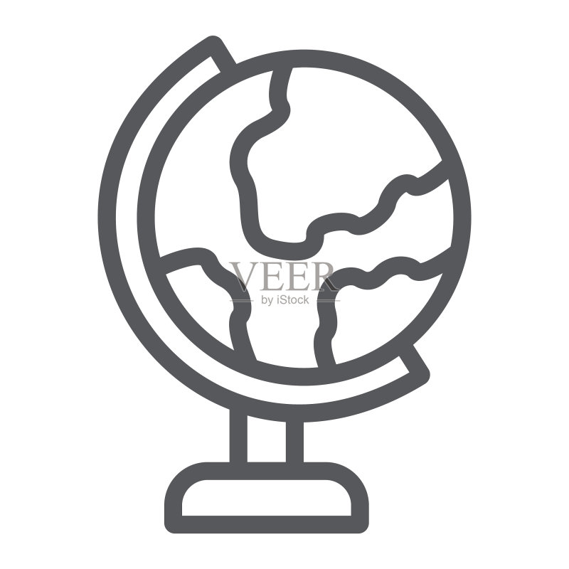 地球仪线性图标，教育和地理图标素材