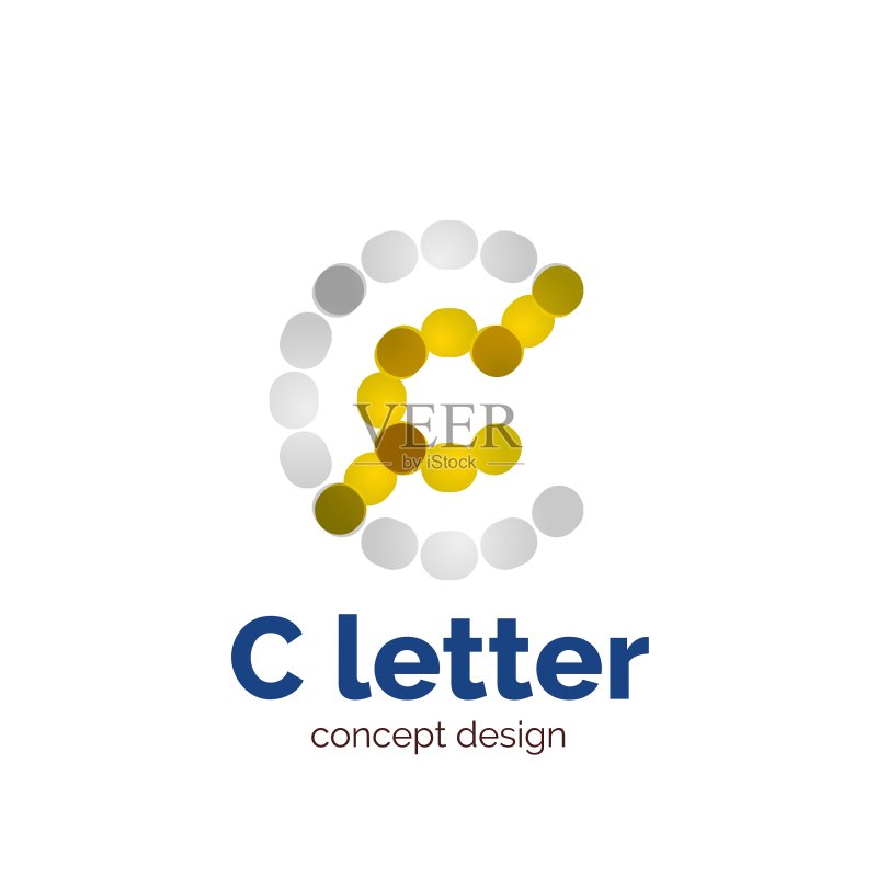 现代简约虚线字母概念图标素材