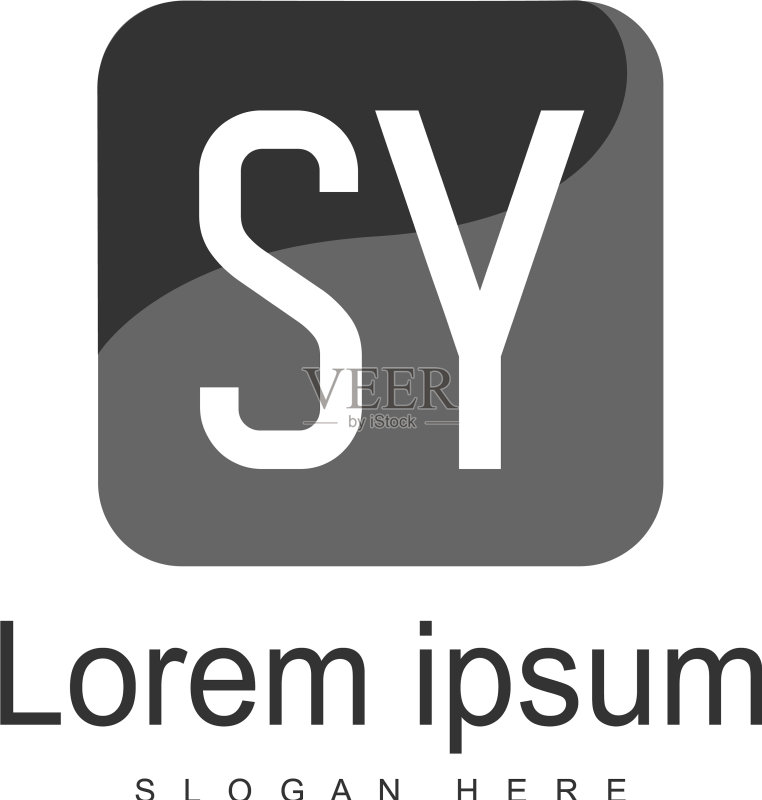 带有现代框架的SY首字母标志模板图标素材