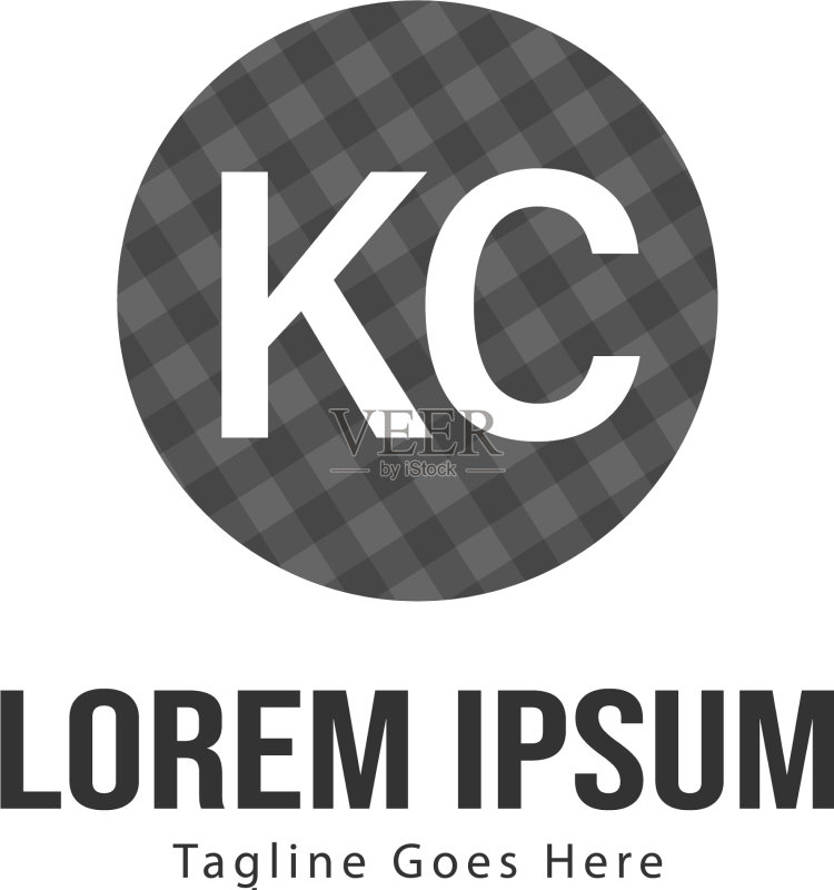 带有现代框架的KC首字母标志模板图标素材