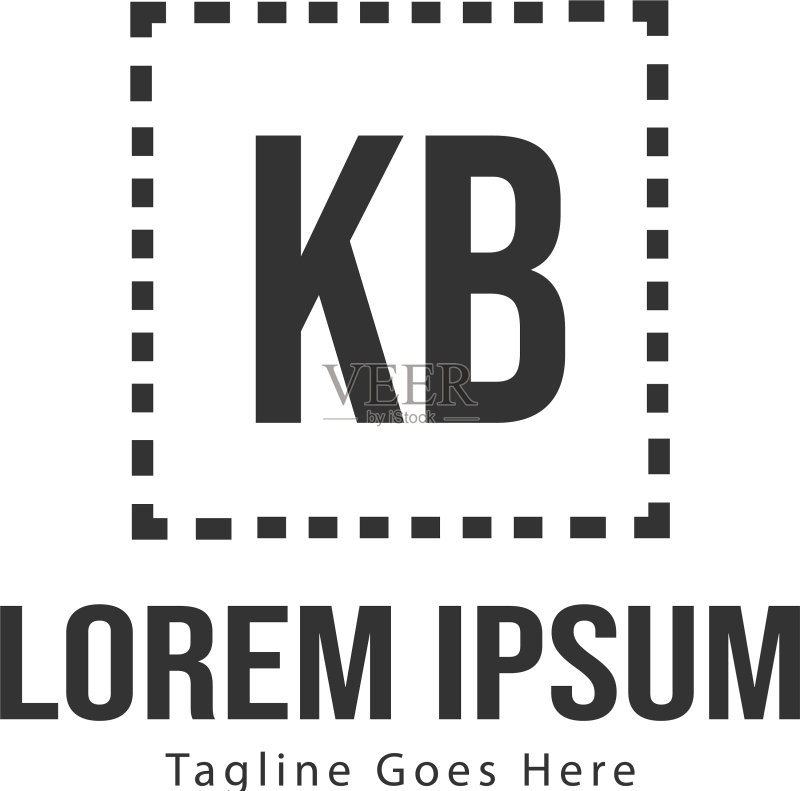 现代边框KB首字母logo模板图标素材