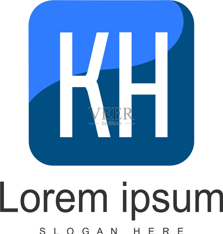KH字母现代框架标志模板图标素材