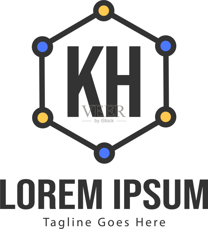 KH字母现代框架标志模板图标素材