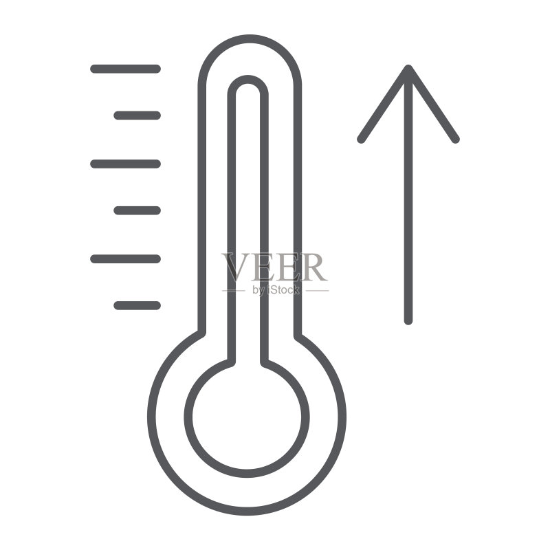 气温升高细线图标天气图标素材