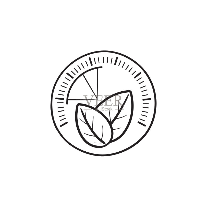 手绘树叶速度计图标素材