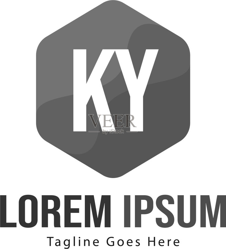 现代框架KY字母标志模板图标素材