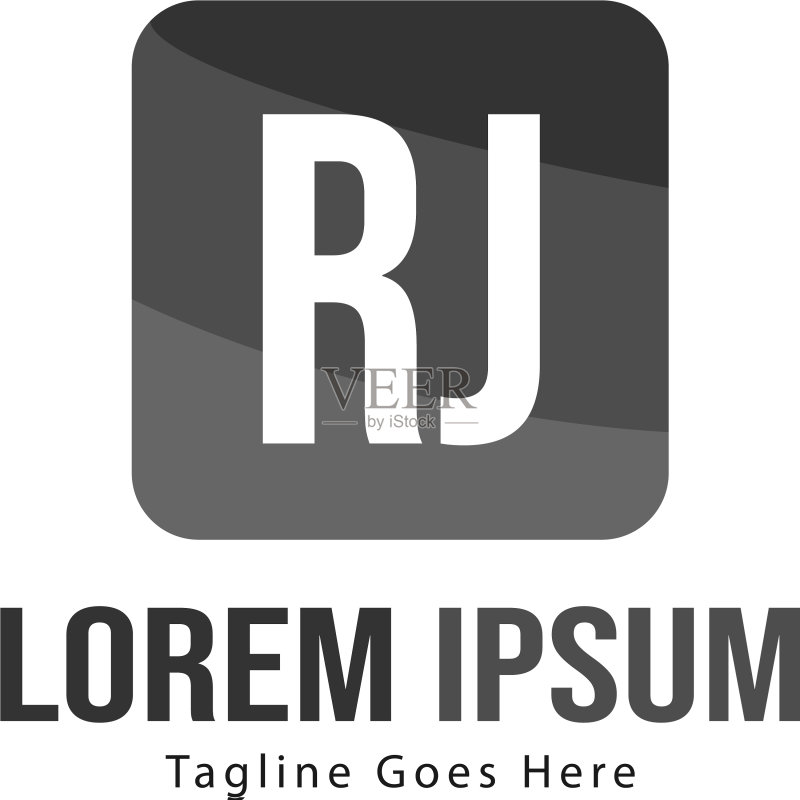 带有现代框架的首字母RJ标志模板图标素材