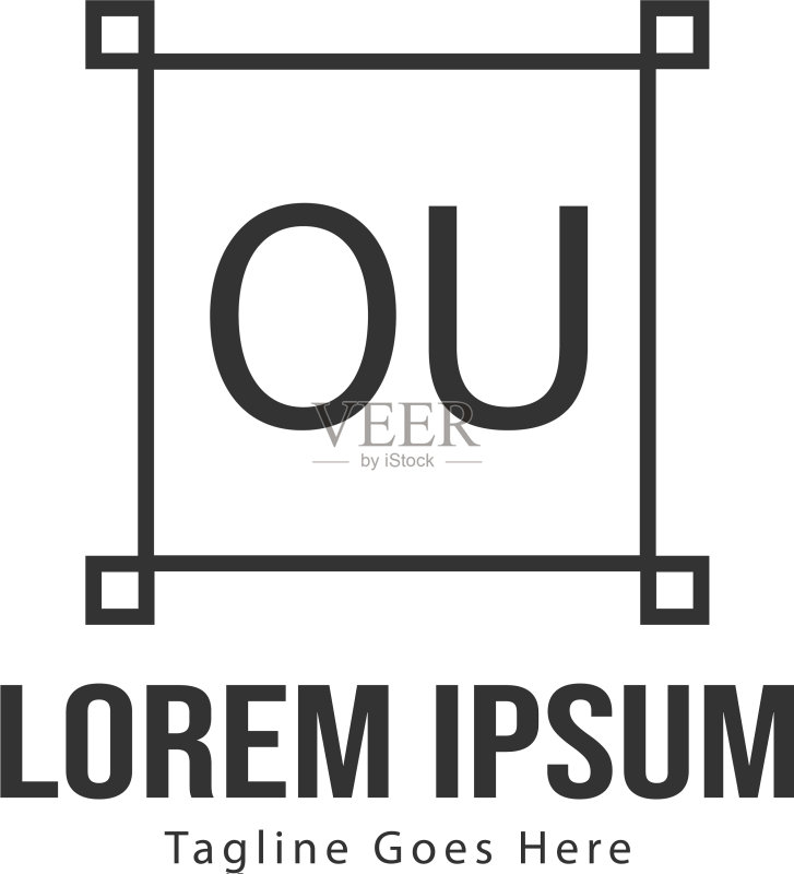 OU字母现代边框logo模板图标素材
