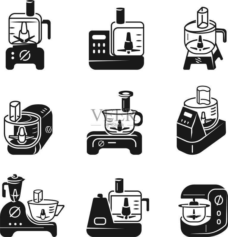食品加工机图标简约风格合集图标素材