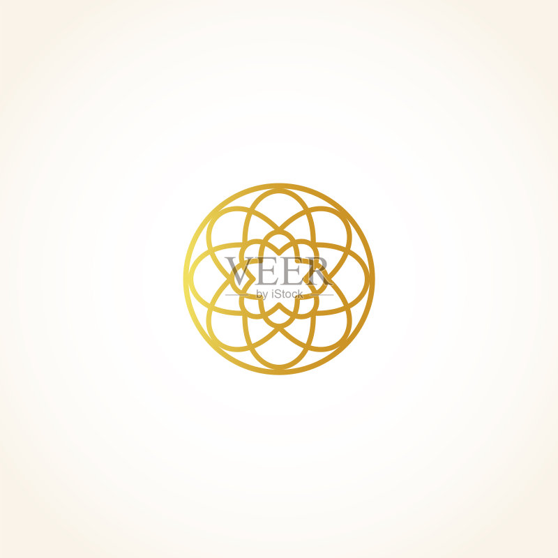 金色圆形抽象Logo图标素材