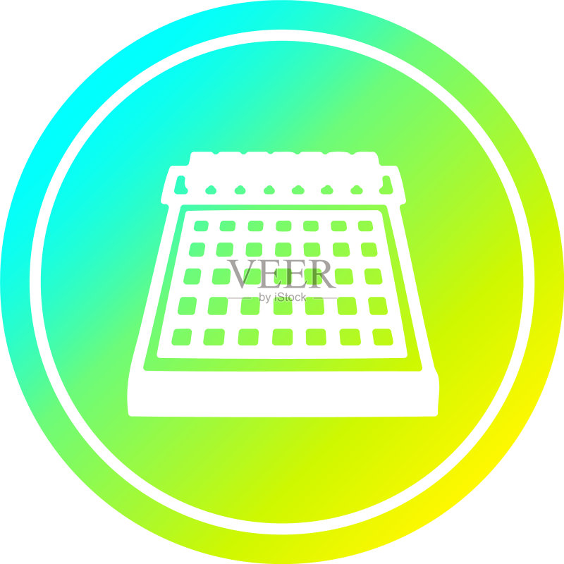 冷色渐变月历环形图标素材