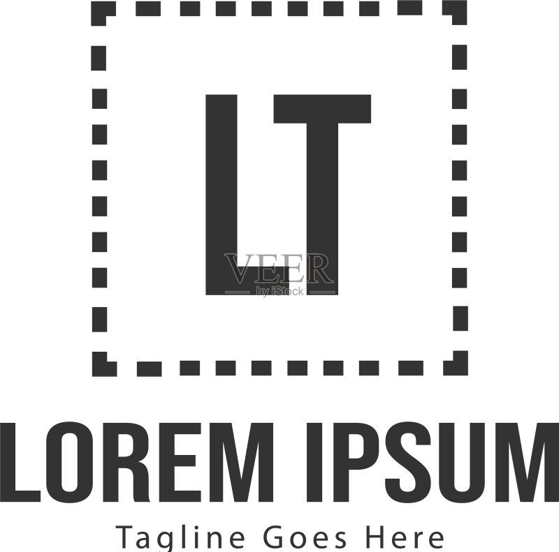 带有现代框架的字母LT logo模板图标素材
