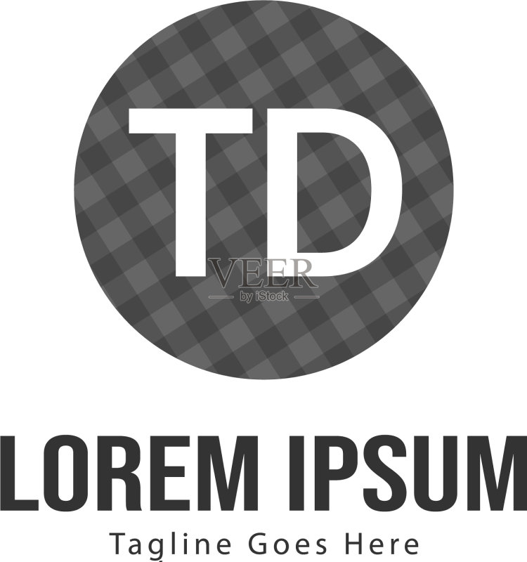具有现代框架的字母TD标志模板图标素材