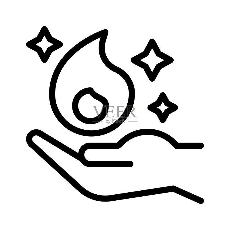 手部魔法火焰线性风格图标图标素材