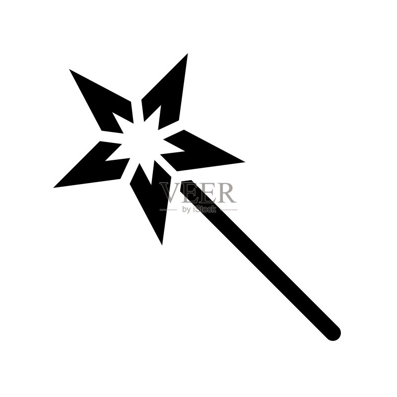 与魔法相关的实体风格可编辑魔法棒图标素材