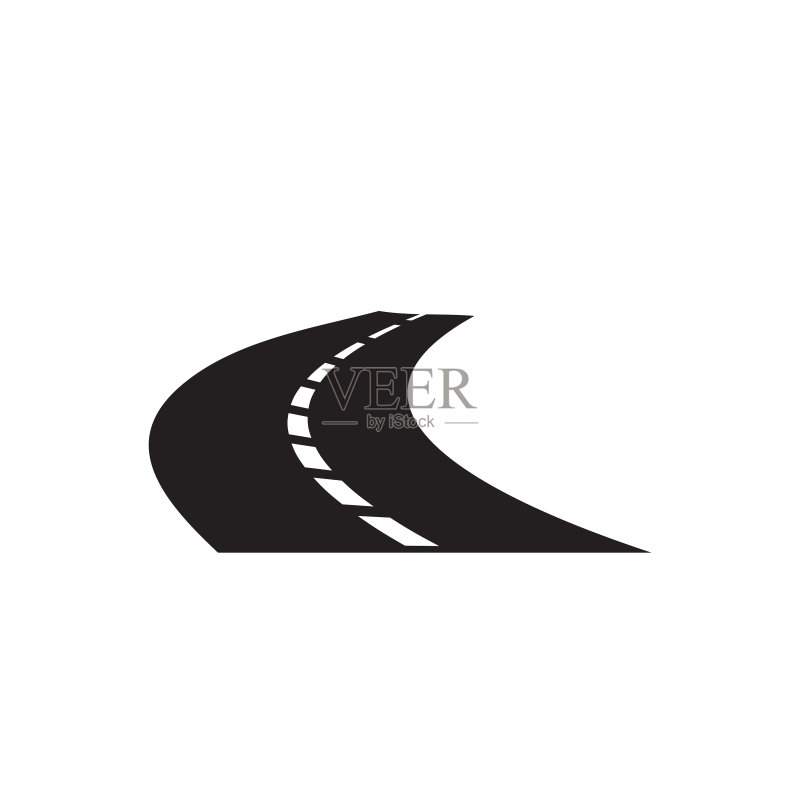 白色背景上的黑色公路图标图标素材