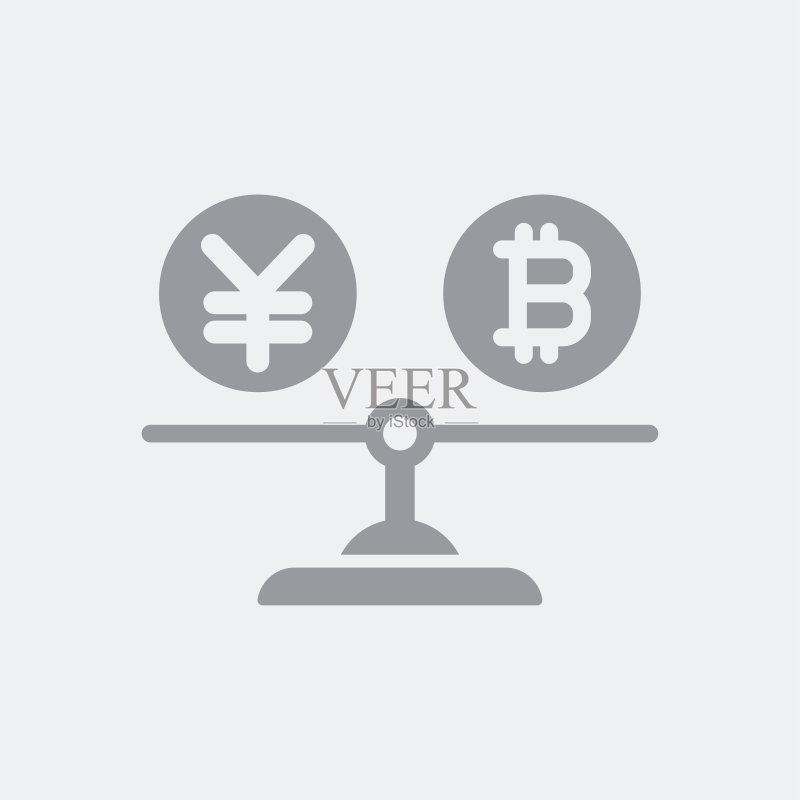 比特币和日元之间的价值图标素材