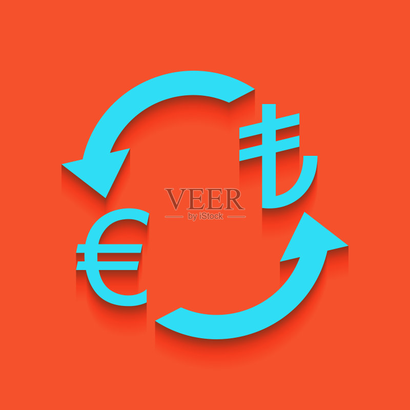 欧元和土耳其里拉货币兑换标志图标素材