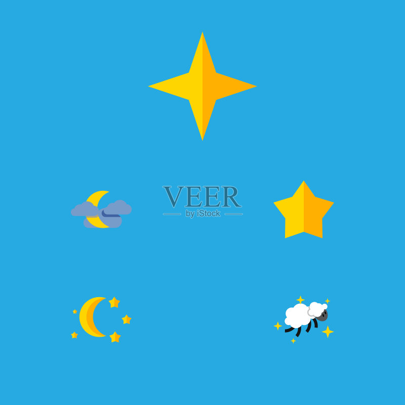 扁平风格星星午夜小星星图标合集图标素材