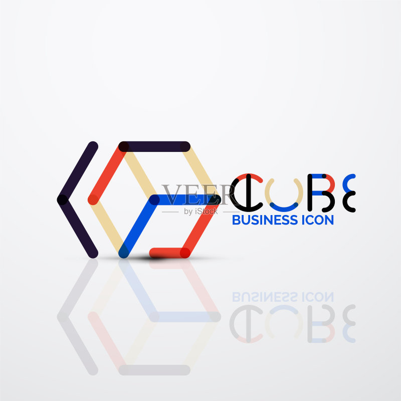 立方体概念logo线条图标素材