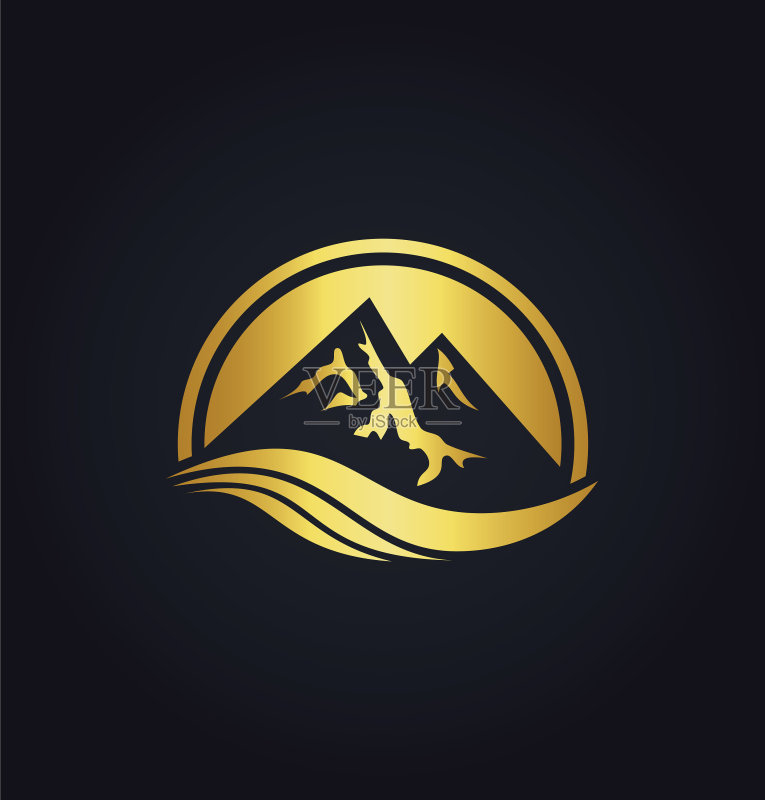 山峰图标金色Logo图标素材