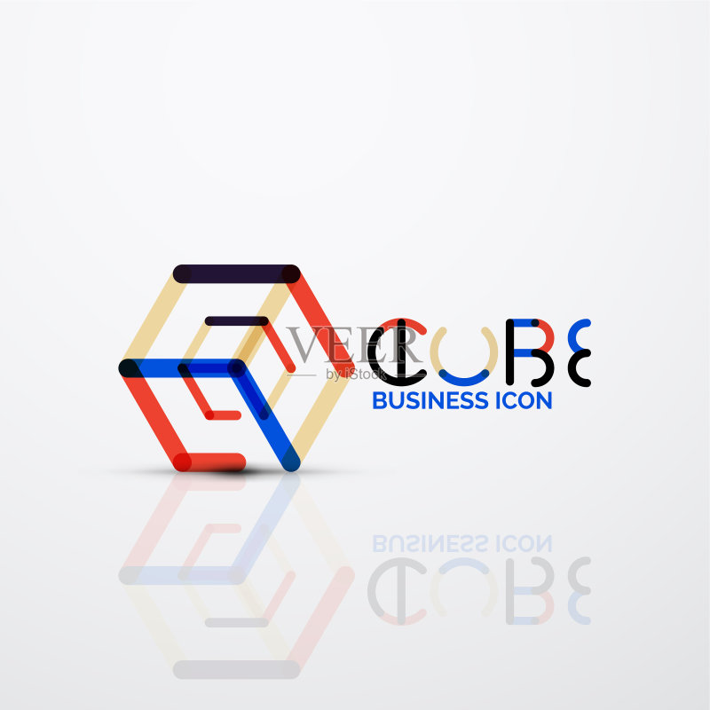 立方体概念logo线条图标素材