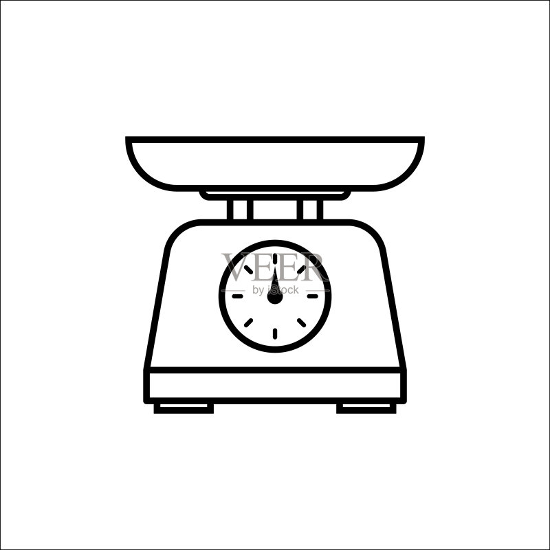 白色背景上带碗的厨房秤图标素材