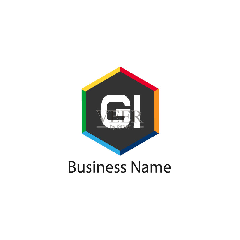字母GI标志模板设计图标素材